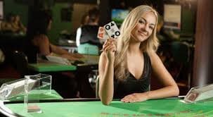 Blackjack live table with dealer and player cards